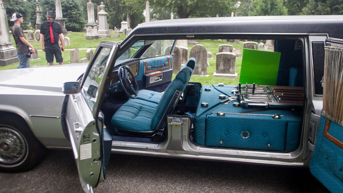 The interior of a 1984 Cadillac Sovereign is displayed at the ninth annual Hearse and Professional Vehicle Show. (Brad Larrison for NewsWorks)