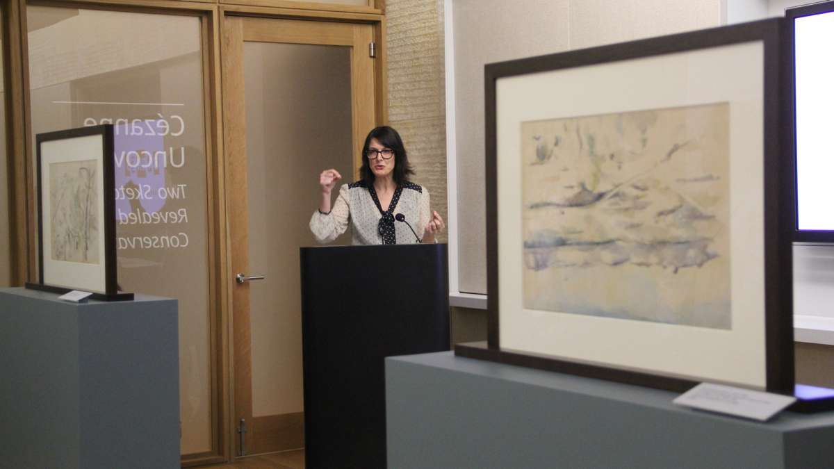 Barnes Foundation Consulting Curator Martha Lucy describes the painstaking process that revealed the two previously unknown Cezanne sketches. (Emma Lee/WHYY)