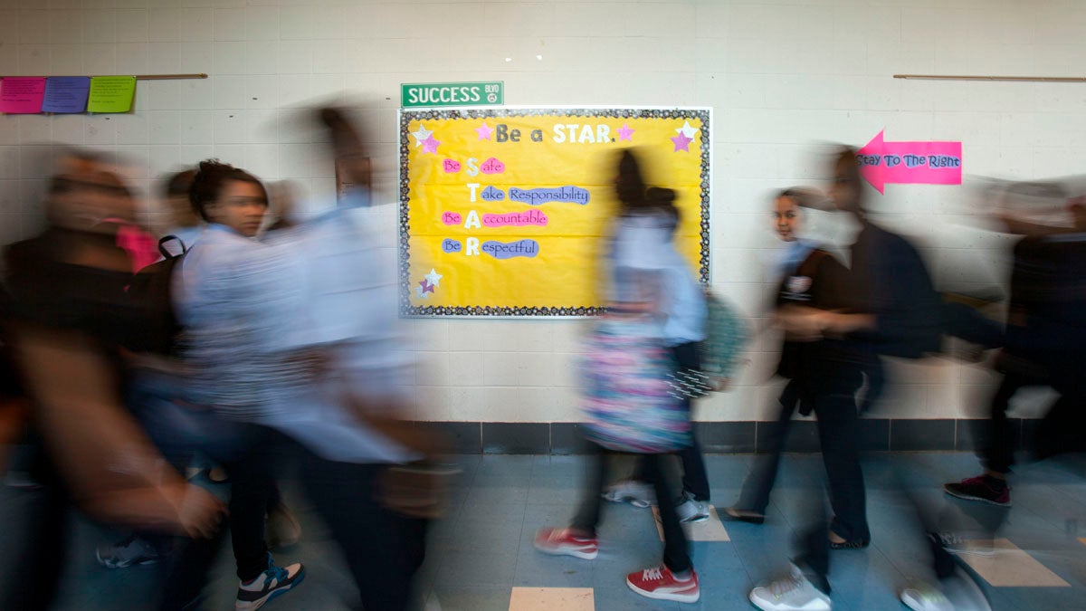 Middle school students change classes (Jessica Kourkounis for WHYY, file)  