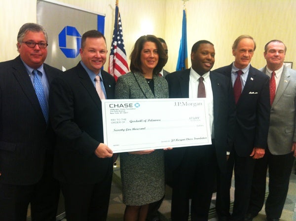 <p>JPMorgan Chase awards money to two great causes in Delaware. (Nichelle Polston/for NewsWorks)</p>
