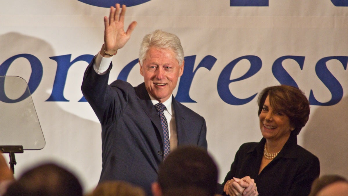  Former President Bill Clinton endorses Marjorie Margolies for Pa.'s 13th congressional district. (Kimberly Paynter/WHYY) 