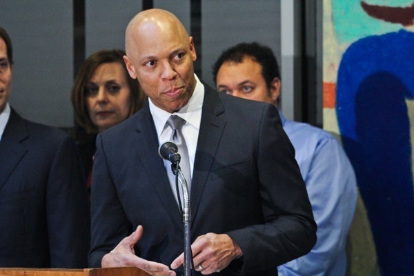 <p><p>Superintendent William R. Hite speaks at a press conference following the recommendation of 37 public school building closures in Philadelphia. (Kimberly Paynter/for NewsWorks)</p></p>
