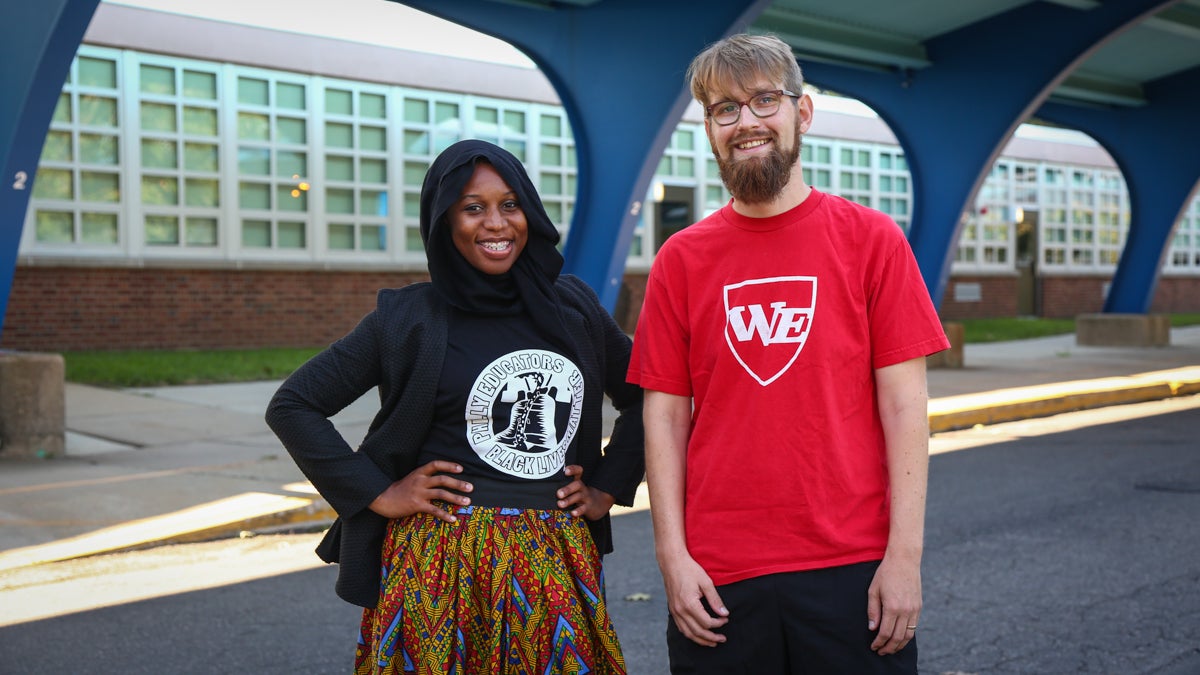  Keziah Ridgeway and Charlie McGeehan are teachers in the School District of Philadelphia who believe educators and students should confront white supremacy by talking about the racially charged events like the Ku Klux Klan rally in Charlottesville, Virginia. (Emily Cohen for NewsWorks) 
