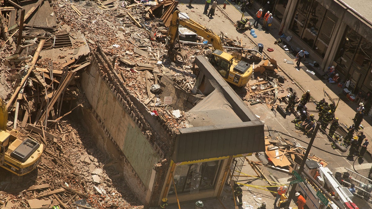  The building at 2136 Market St. in Center City Philadelphia collapsed June 5, killing six people and injuring 14. (Lindsay Lazarski/WHYY) 