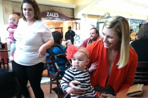 <p><p>About 15 moms and their babies attended Sunday's nurse-in at the Concord Mall (Shirley Min/WHYY)</p></p>
