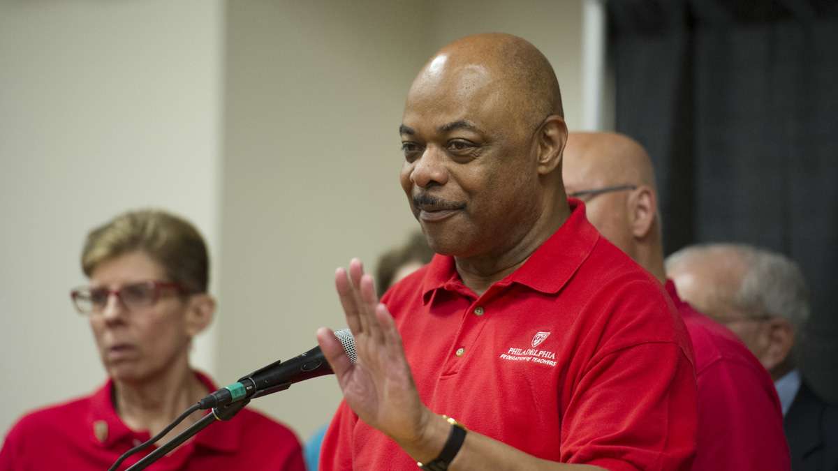 Union president Jerry Jordan speaks to the press after the Philadelphia Federation of Teachers voted to approve a new contract.