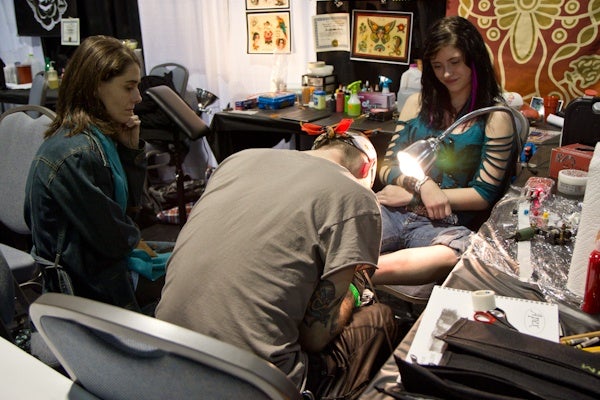 Daniella D'Antonio celebrates turning 18 by getting her first tattoo.  (Kimberly Paynter/WHYY)