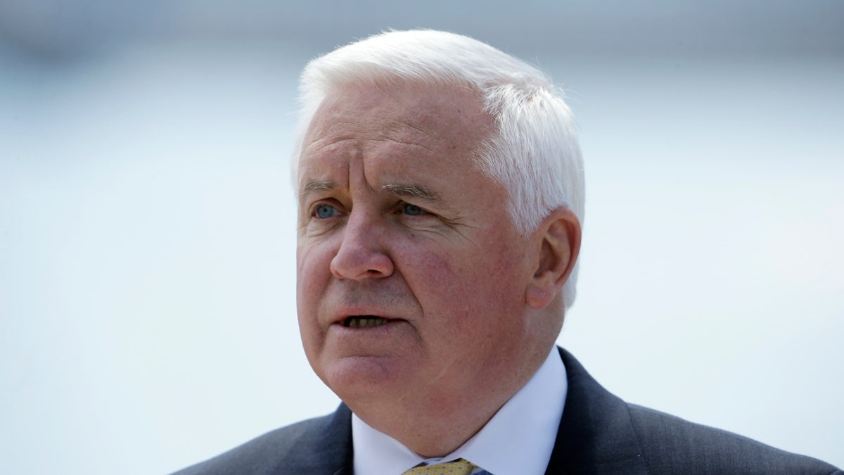  Gov. Tom Corbett speaks during an event with Chilean Minister of Agriculture, Luis Mayol Bouchon at Packer Avenue Marine Terminal, Tuesday, May 14, 2013, in Philadelphia. The news conference was held to highlight the import of Chilean fruit to port of Philadelphia. ( AP Photo/Matt Rourke) 