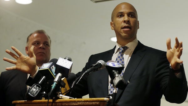 cory-booker_600x338 N.J. Senate President Stephen M. Sweeney listens, as Senate candidate Newark, N.J., Mayor Cory Booker (foreground) addresses a gathering of supporters at an event in Deptford Township. (AP Photo/Mel Evans, file)