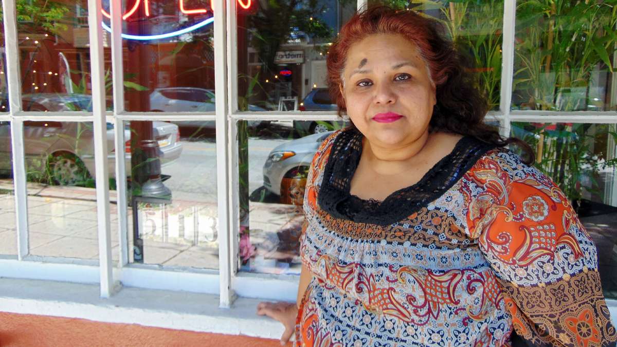 Elma Aranda stands in front of her restaurant El Rincon de Mexico on West Marshall Street in Norristown.