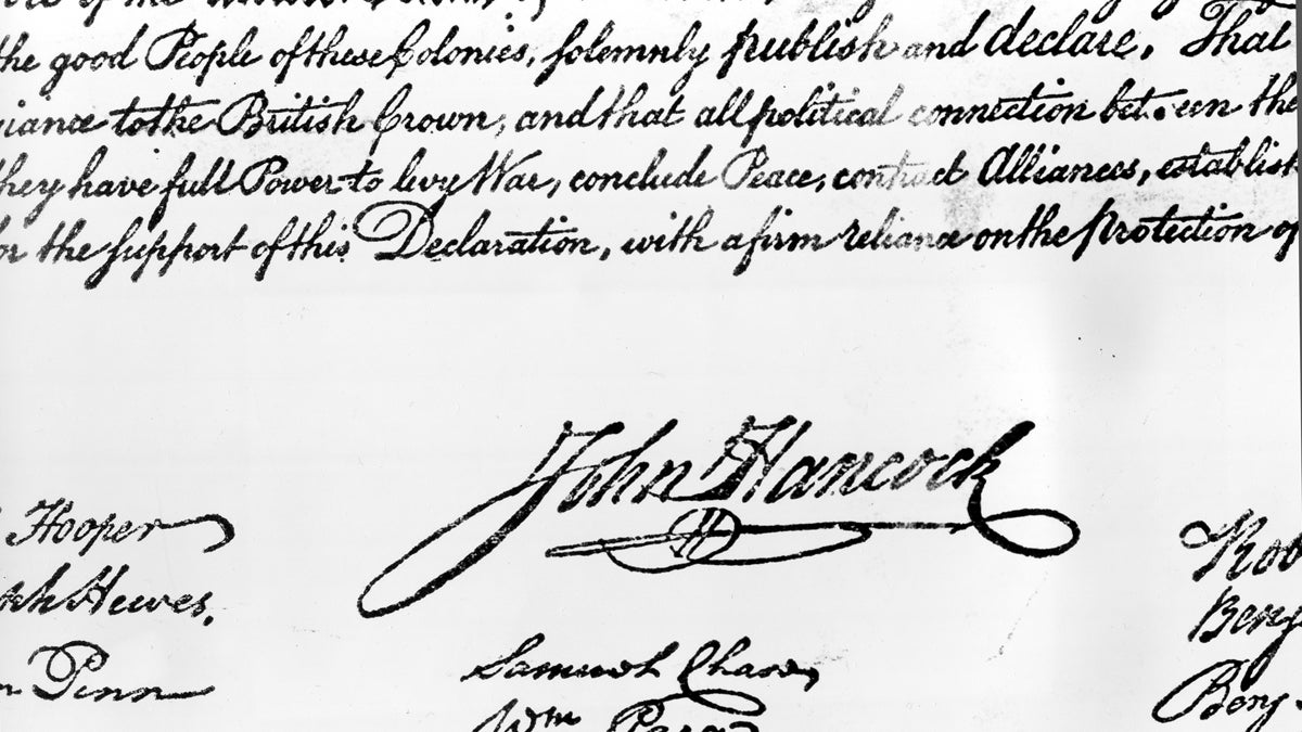  This undated file photo shows John Hancock's signature on the Declaration of Independence, which was formally signed by 56 members of Congress beginning Aug. 2, 1776. National Public Radio marked Independence Day on July 4th, 2017, by tweeting the entire declaration, but it seems some Twitter users didn’t recognize what they were reading. Some of the founders’ criticisms of King George III were met with angry responses from supporters of President Donald Trump, who seemed to believe the tweets were a reference to the current president. Others were under the impression NPR was trying to provoke Trump with the tweets. (AP Photo, File) 