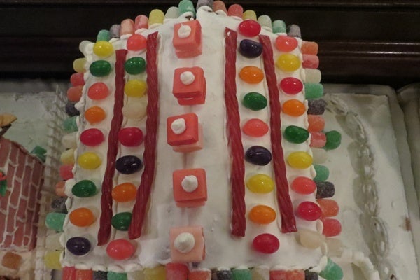 <p><p>Bubble gum, jelly beans and licorice decorate the roof of a house (Shana O'Malley/NewsWorks)</p></p>
