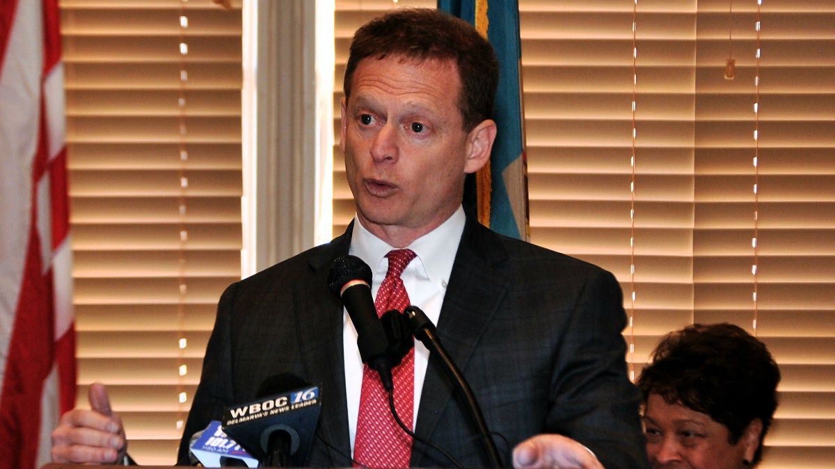  Delaware Attorney General Matt Denn talks about legislation designed to curb the state's opioid addiction epidemic in Legislative Hall on Wednesday. (photo courtesy Patrick Jackson/Del. Senate Democrats) 