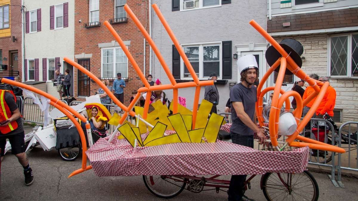 Participants gather for the start of the event Saturday afternoon in Fishtown.