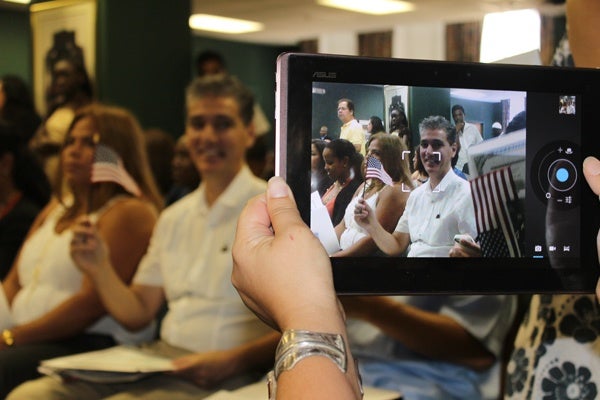 <p>New citizen at Naturalization ceremony in Philadelphia, Pa.  (Elisabeth Perez-Luna/WHYY)</p>
