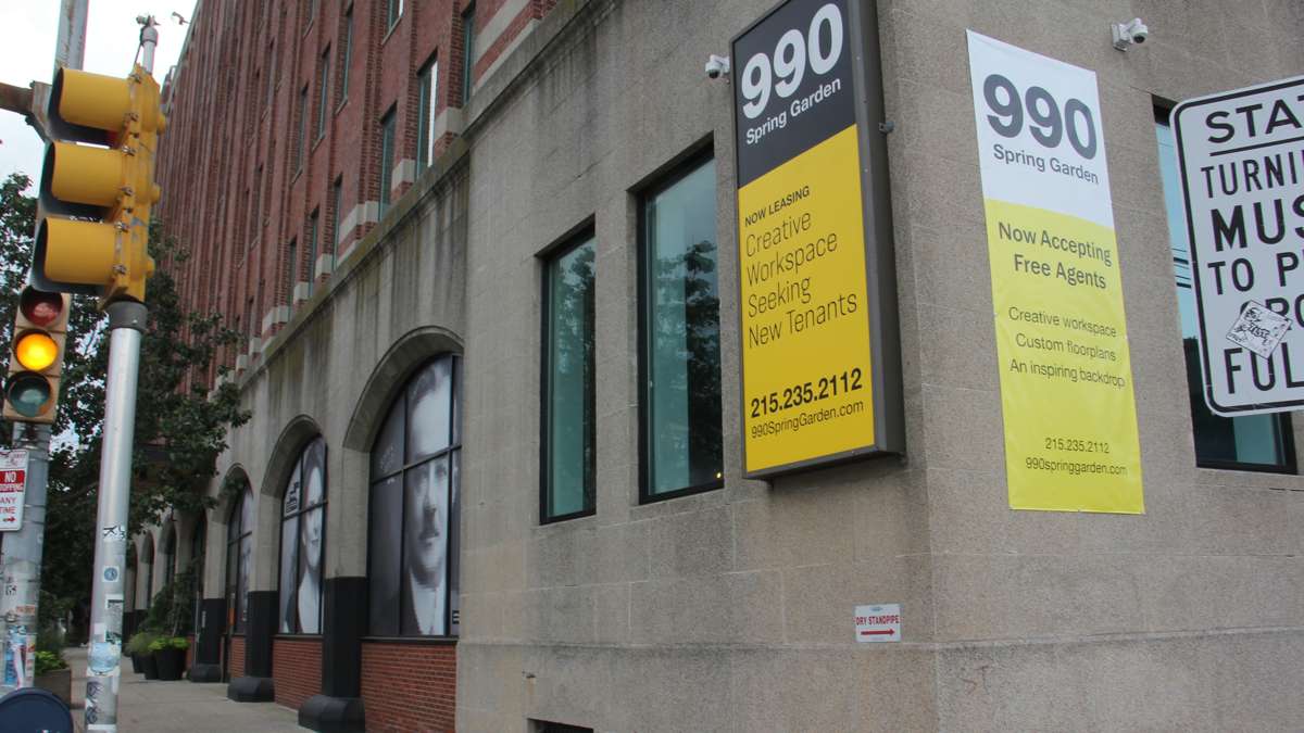 The workspace at 990 Spring Garden accomodated several galleries displaced by the fire at the Vox building on North 11th Street. (Emma Lee/WHYY)