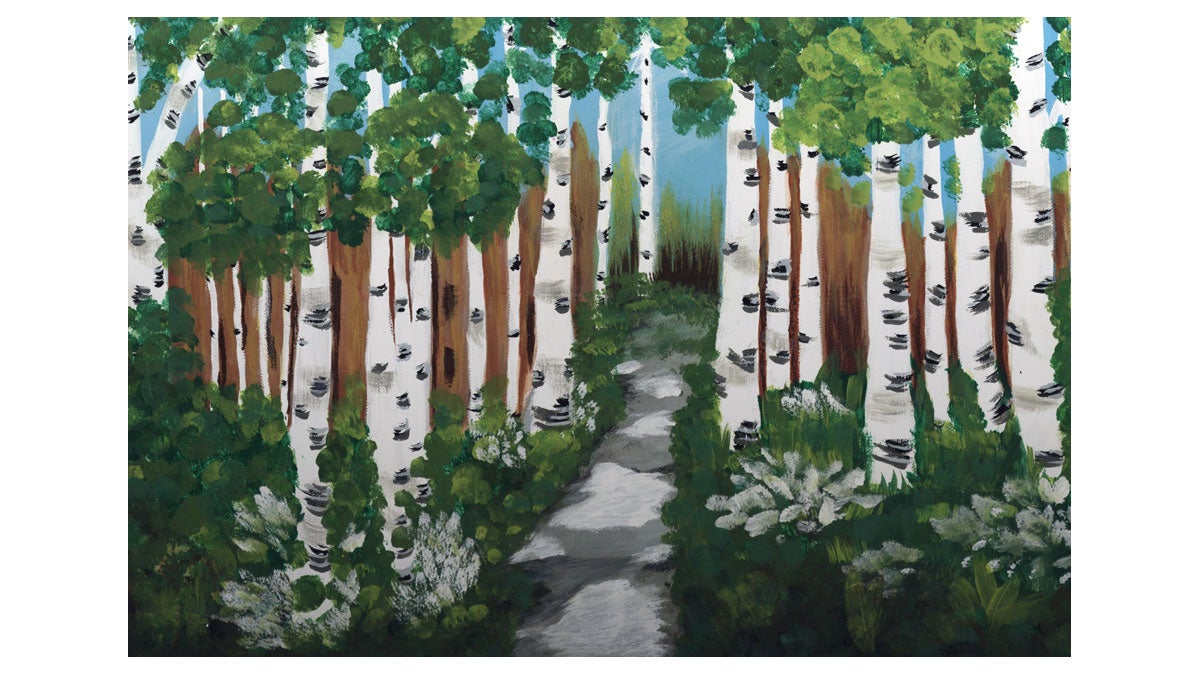  Birch Trees by Sharon A came to HomeFront to rebuild her life after suffering four aneurysms which had left her anxious and unsure about her future. (Image courtesy of Artspace) 