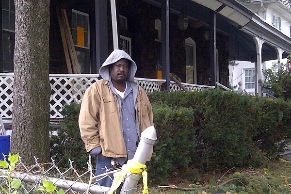 <p><p>Ben Folk has returned to his family's home on the 500 block of Independence St. every day since a fire gutted it during Sandy's arrival in East Oak Lane. (Brian Hickey/WHYY)</p></p>

