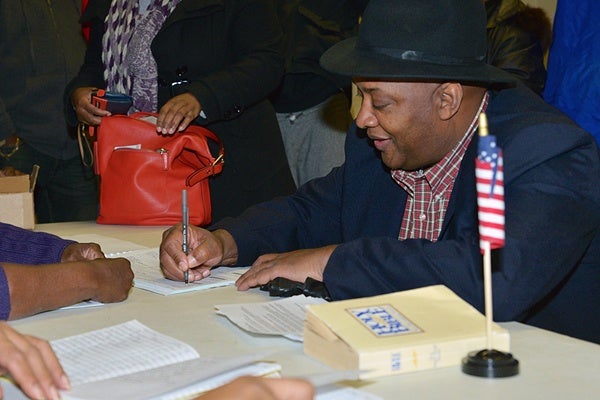 <p>State Rep. Dwight Evans votes at the Finley Recreation Center in Philadelphia on Tuesday, November 6, 2012.  (Bas Slabbers/for NewsWorks)</p>
