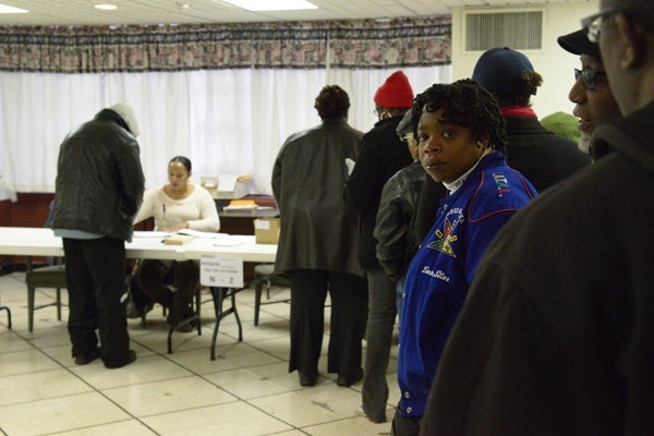 <p>Voters line up to cast their ballots in the 2012 Presidential Election in West Philadelphia, Tuesday, November 6, 2012.  (Bas Slabbers/For NewsWorks)</p>
