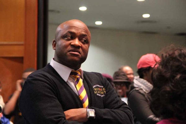 <p><p>Martin Luther King High School Principal William C. Wade listens as parents argue against closing Germantown High School and sending its students to King. Wade says merger planning will begin in earnest after the SRC votes to make the plan official.  (Emma Lee/for NewsWorks)</p></p>
