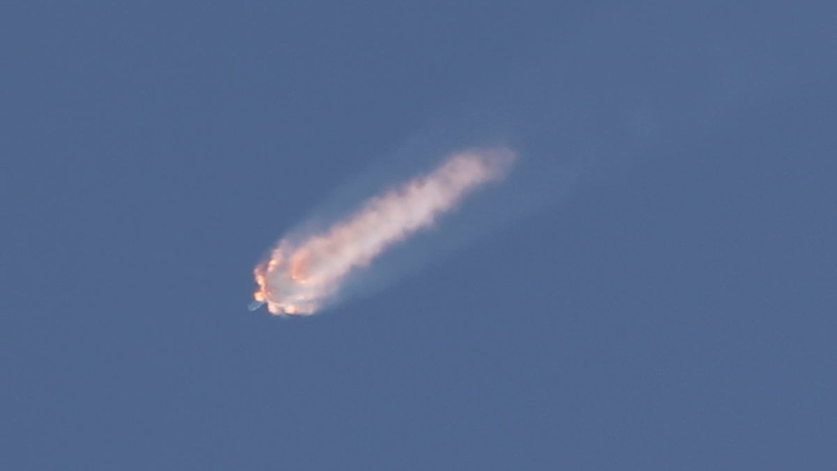 The SpaceX Falcon 9 rocket and Dragon spacecraft breaks apart shortly after liftoff at the Cape Canaveral Air Force Station in Cape Canaveral