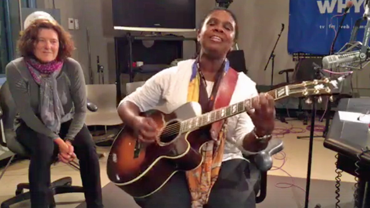 Blues artist Ruthie Foster playing live at WHYY as Radio Times host Marty Moss-Coane listens in (Facebook Live) 