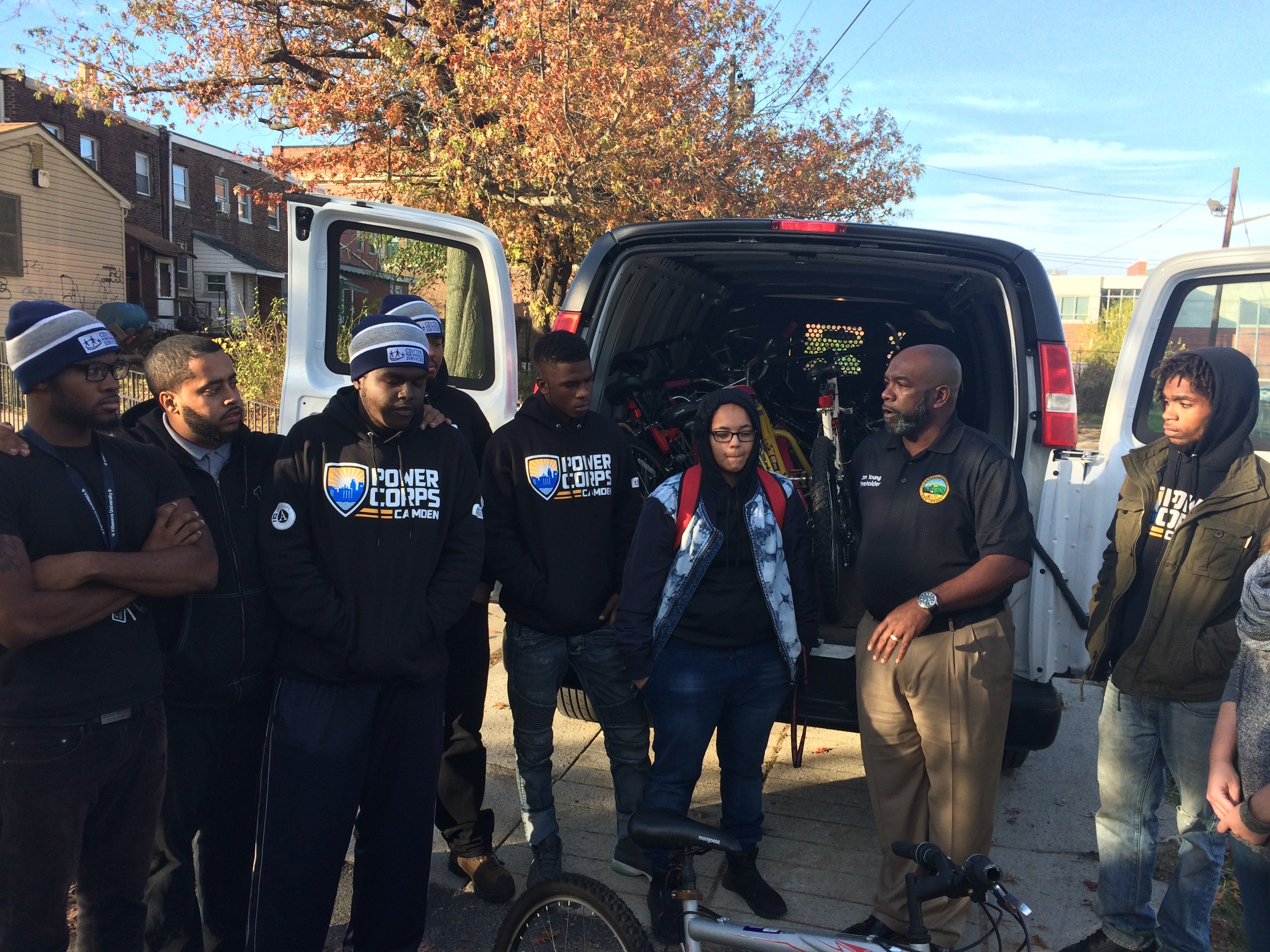 Power Corps members receive refurbished bikes. (Image courtesy of Camden County Freeholders)