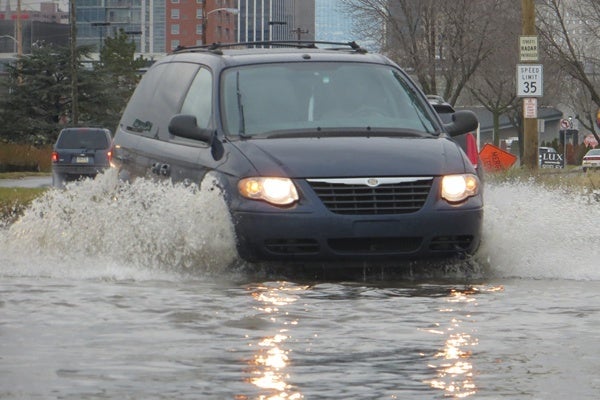 <p><p>Drivers didn't have much trouble obeying the 35 mph speed limit on S. Market St. (Mark Eichmann/WHYY)</p></p>
