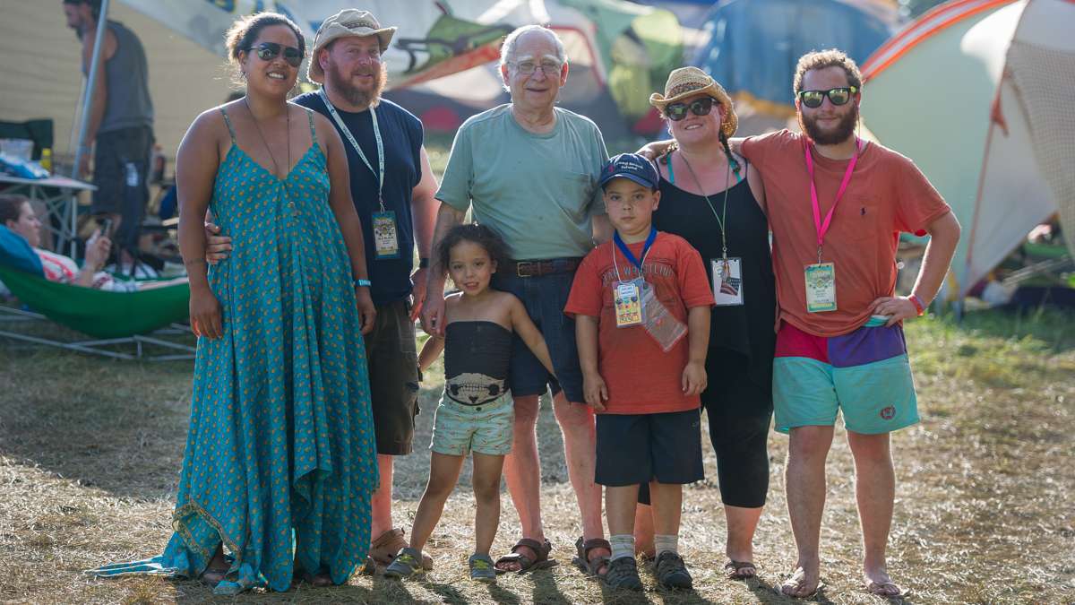 For 17 years members of the Block family have been coming to the Folk Festival. Shown are three generations of the family. From left are Lula Jones, Alx Block, Emi Block, Bennett Block, Raiden Block, Katie Block, and Zack Block.