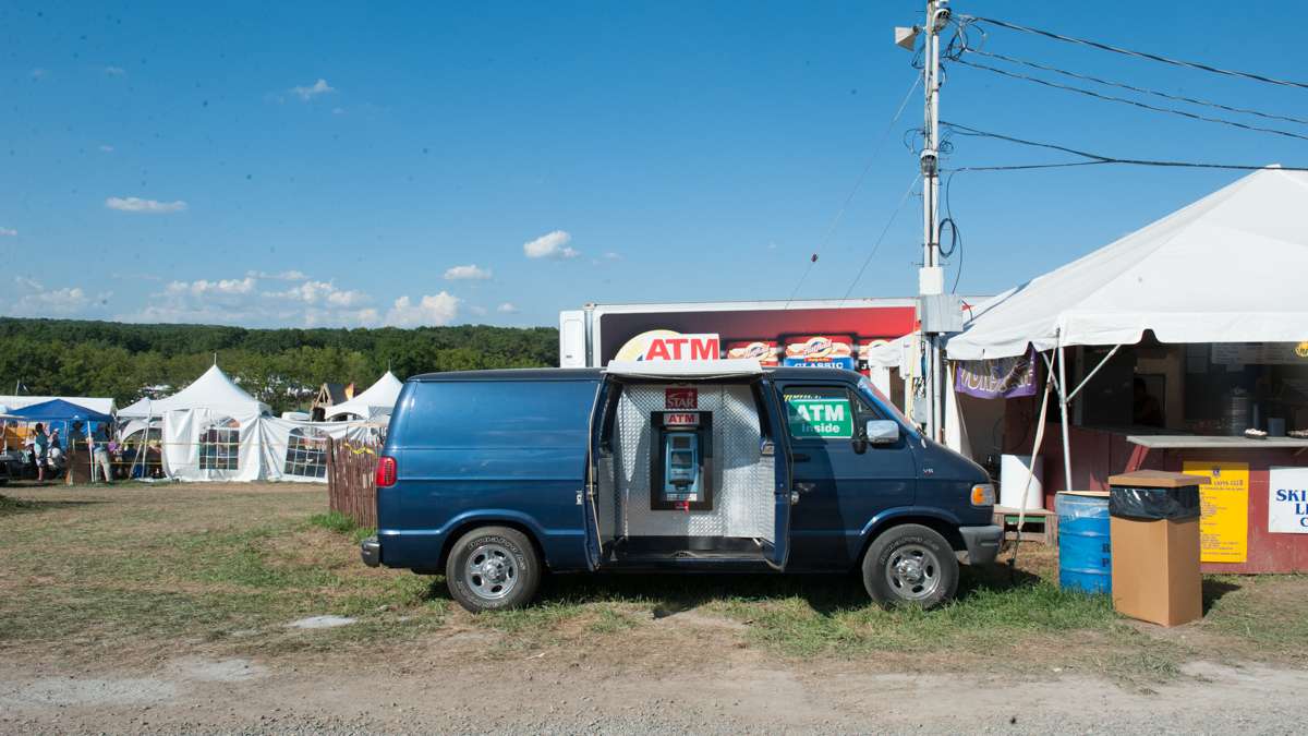 An ATM in a van provided cash withdrawals for campers in need.