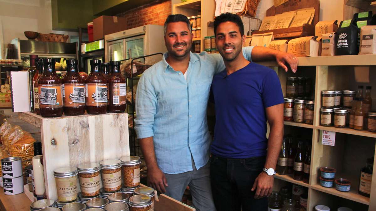 Brothers Adam (left) and Andrew Erace are the proprietors of Green Aisle Grocery in Philadelphia and the hosts of the Food Network show Great American Food Finds. (Emma Lee/WHYY)