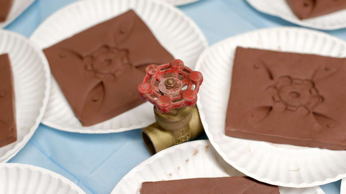 This tap is one of the simple tools used to press floral motifs into clay tiles.  (Bastiaan Slabbers/for NewsWorks)  