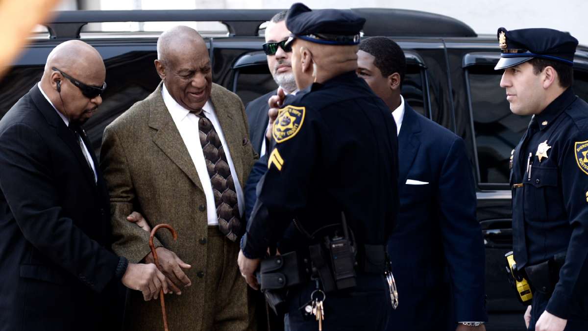 Bill Cosby arrives at Montgomery County Courthouse a little before 9 a.m. Tuesday to attend a pre-trial hearing.