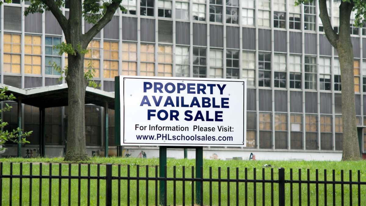 The for-sale sign outside GHS along Germantown Avenue. (Bas Slabbers/for NewsWorks)