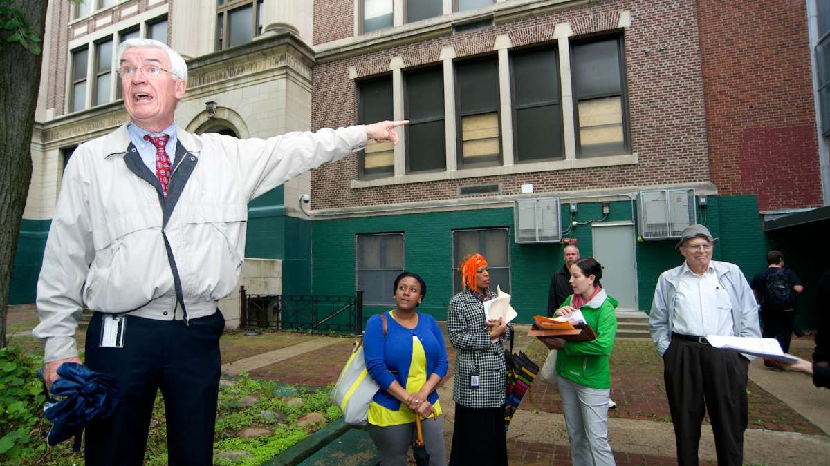 Representatives with the School District of Philadelphia guided the tour. (Bas Slabbers/for NewsWorks)