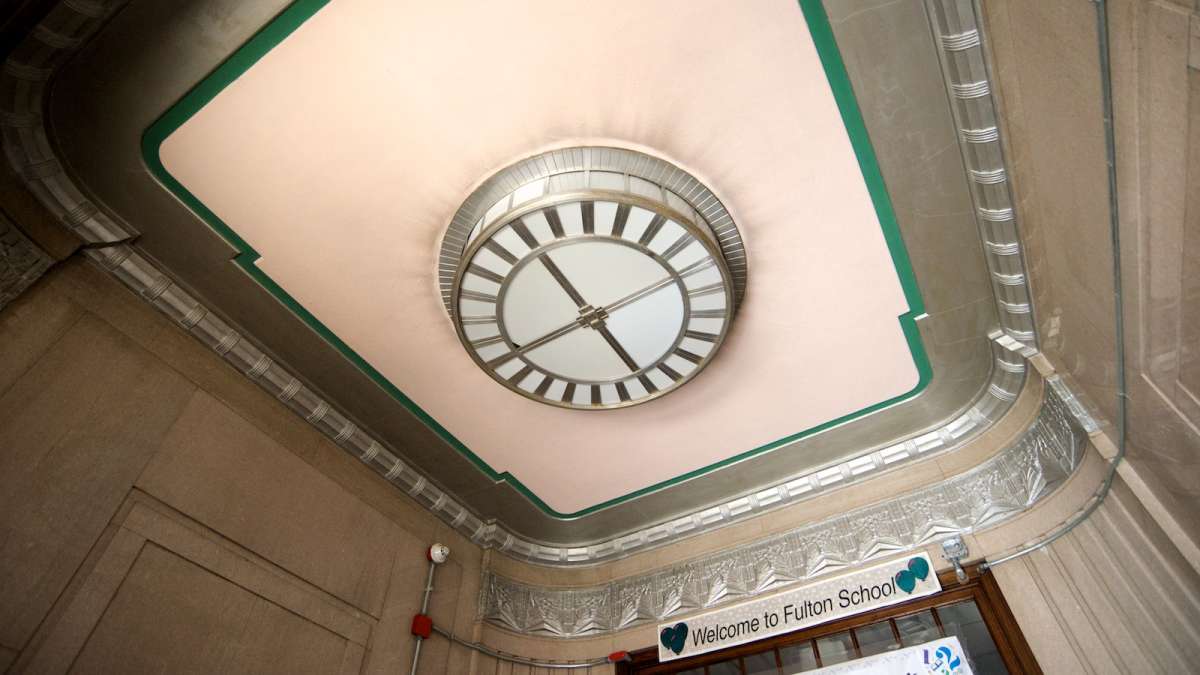 Inside the entrance to Fulton Elementary, which was built in 1935. (Bas Slabbers/for NewsWorks)
