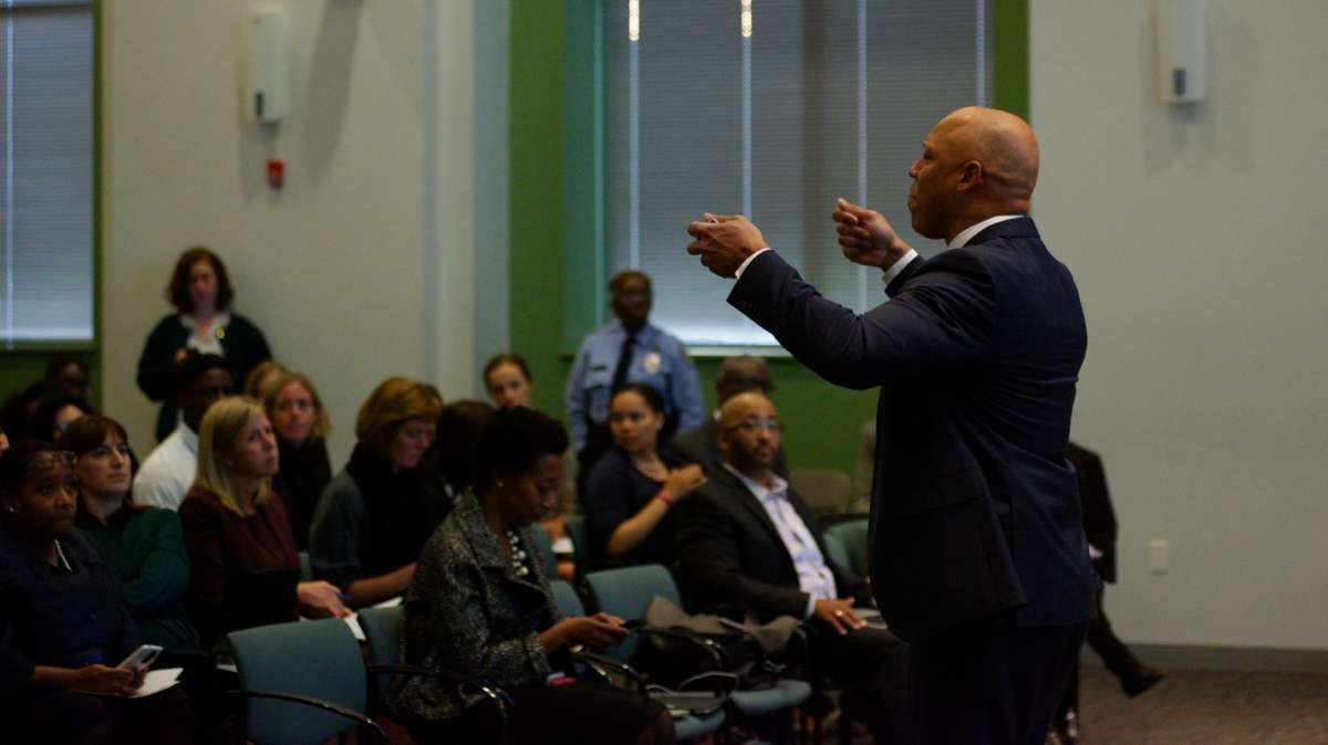 Superintendent Dr Hite speaks to the room when at the beginning of Thursday' SRC meeting the amplifier system is not operating.