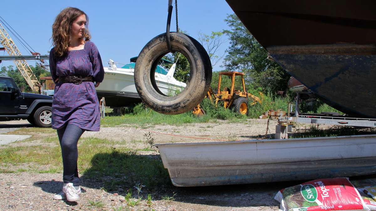 Mary Mattingly hopes to refloat WetLand at Bartram's Gardens, where it would be used as a space for classes, residencies, and public programming. (Emma Lee/WHYY) 