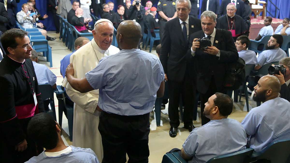 Pope Francis at Curran Fromhold Correctional Facility (Kevin Cook/for NewsWorks)