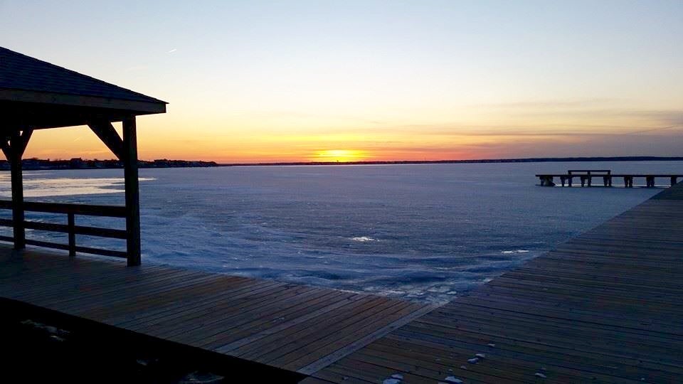  The frozen Barnegat Bay as seen from Lavallette during the Jan. 8, 2015 sunset by JSHN contributor Denise Wirth. 