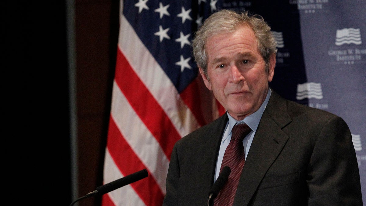  Former President George W. Bush gives opening remarks at the Federal Reserve Bank of Dallas for a conference titled 