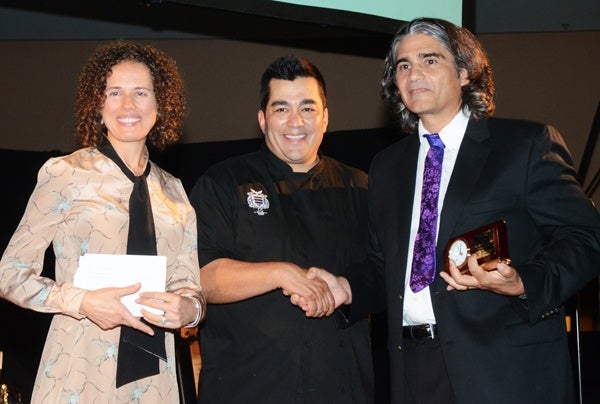 <p><p>Dr. Beatriz Garces and her husband Jose, founders of the Garces Family Foundation, with Steven Larson, event honoree and executive director and co-founder of Puentes de Salud (Photo courtesy of HughE Dillon)</p></p>
