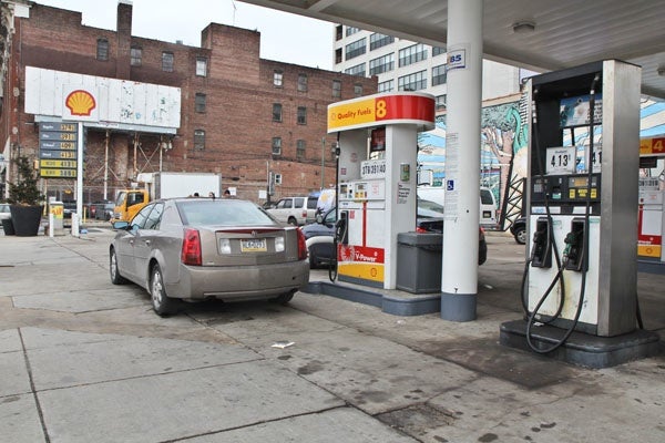 <p>Some gas purchasers at the Shell station at 12th and Vine Streets in Phila. said that they would be ok with a higher tax on gasoline depending on where the funds go.  (Kimberly Paynter/WHYY)</p>
