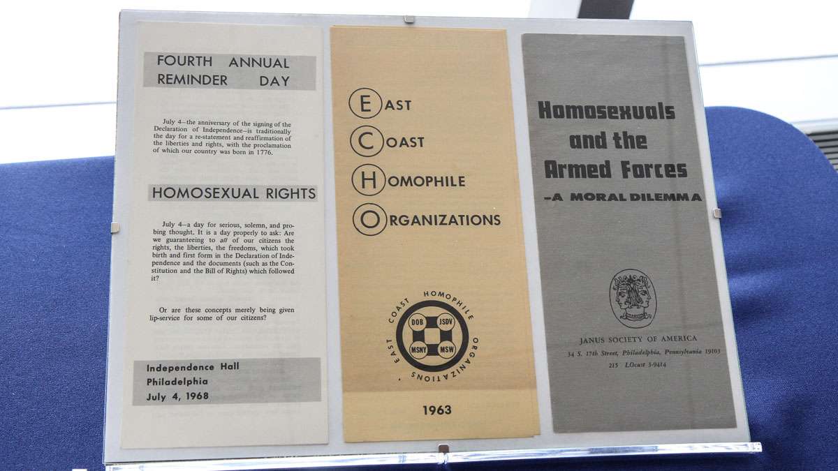 Documents are part of a National Constitution Center exhibit Speaking Out for Equality: The Constitution, Gay Rights and the Supreme Court, opening in early June. (Kimberly Paynter/WHYY)