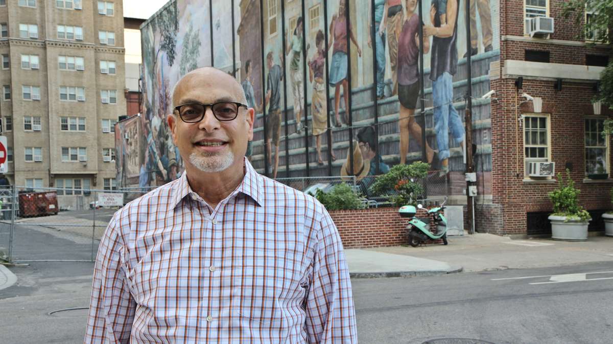  Heshie Zinman is shown in 2013 in front of the William Way LGBT Community Center at Spruce and Juniper streets in Philadelphia. (Kimberly Paynter/WHYY, file) 