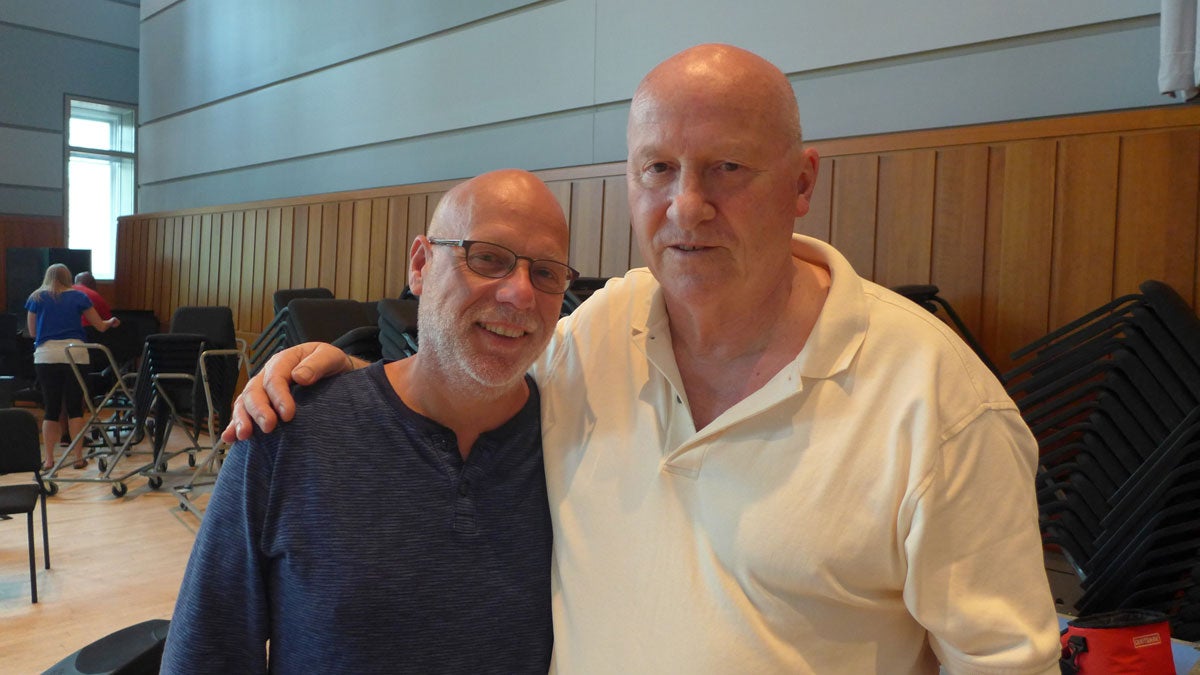  The Crossing director Donald Nally (left) with composer Gavin Bryars (right)Photo: © Anthony B. Creamer III / ECM Records 