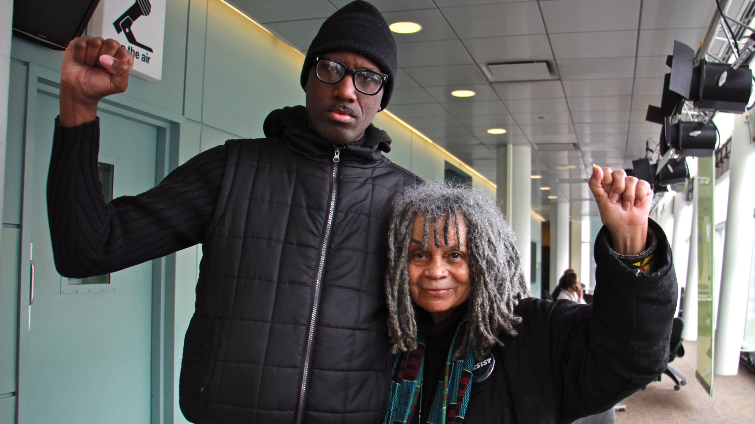  Black Lives Matter activist Asa Khalif and poet Sonia Sanchez. (Emma Lee/WHYY) 