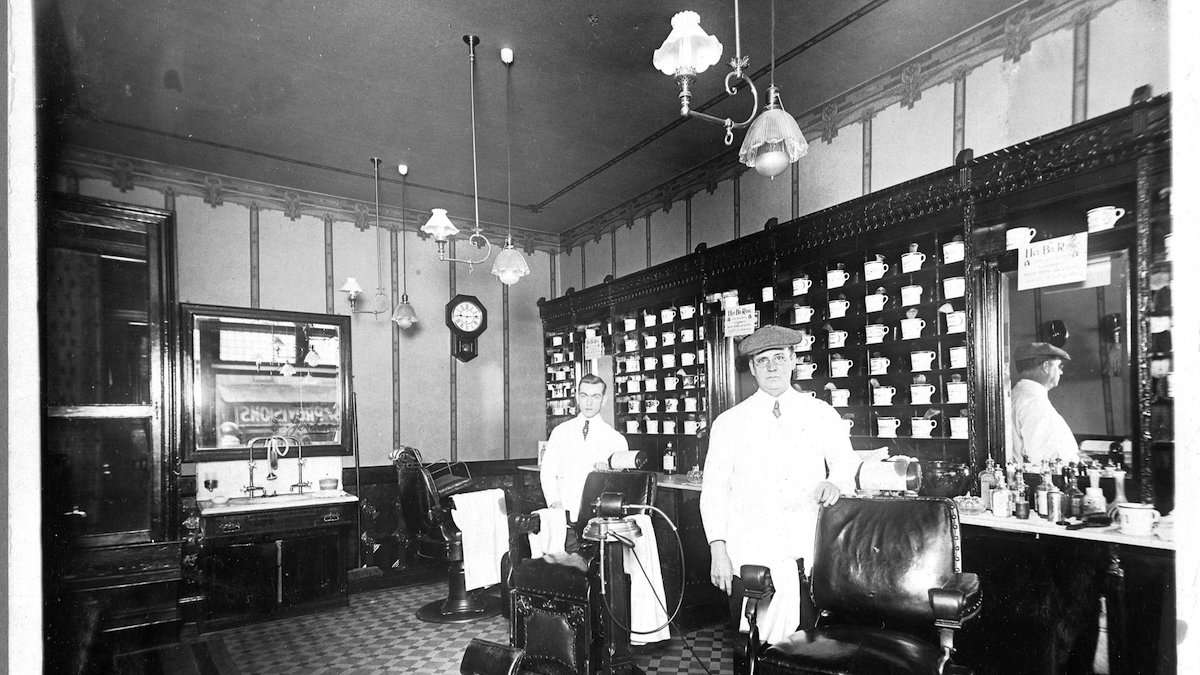 Inside the barber shop at 6223 Germantown Ave. (Courtesy of Germantown Historical Society, Philadelphia, PA)