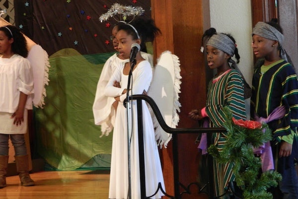 <p><p>The church's Sunday School students performed "Carriers of the Light" for attendees. (Kiera Smalls/for NewsWorks)</p></p>
